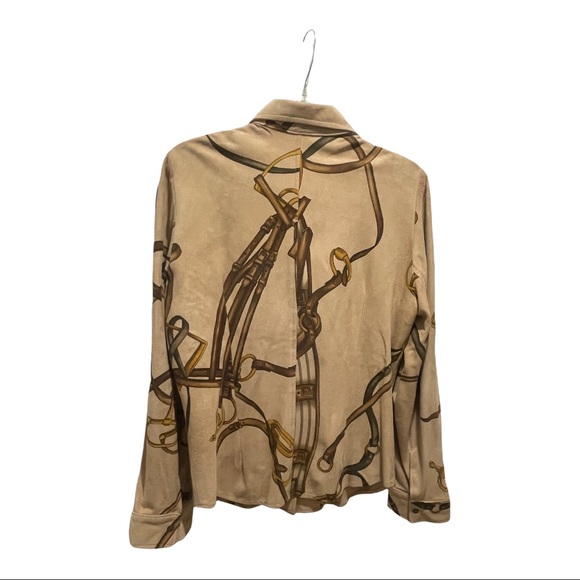 Comme Toujours suede shirt with equestrian horse-bit design women’s size 12 - Picture 2 of 9